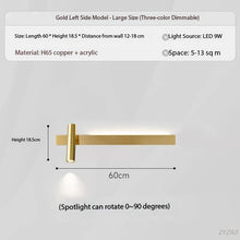 Load image into Gallery viewer, INSPIRA LIFESTYLES – Dueci Reading Wall Light, modern multi-directional reading light, up and down LED wall lamp, architectural bedside lighting, Italian minimalist wall sconce, contemporary wall light with adjustable head, 90 degree pivot reading sconce, dual directional wall fixture, bedroom reading light, living room accent lighting, hotel guest room lighting, solid copper wall light, gold wall light, black wall light, linear architectural sconce, linear wall light, linear LED wall light, wall sconce