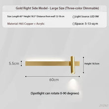 Load image into Gallery viewer, INSPIRA LIFESTYLES – Dueci Reading Wall Light, modern multi-directional reading light, up and down LED wall lamp, architectural bedside lighting, Italian minimalist wall sconce, contemporary wall light with adjustable head, 90 degree pivot reading sconce, dual directional wall fixture, bedroom reading light, living room accent lighting, hotel guest room lighting, solid copper wall light, gold wall light, black wall light, linear architectural sconce, linear wall light, linear LED wall light, wall sconce