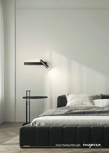 Load image into Gallery viewer, INSPIRA LIFESTYLES – Dueci Reading Wall Light, modern multi-directional reading light, up and down LED wall lamp, architectural bedside lighting, Italian minimalist wall sconce, contemporary wall light with adjustable head, 90 degree pivot reading sconce, dual directional wall fixture, bedroom reading light, living room accent lighting, hotel guest room lighting, solid copper wall light, gold wall light, black wall light, linear architectural sconce, linear wall light, linear LED wall light, wall sconce