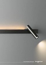 Load image into Gallery viewer, INSPIRA LIFESTYLES – Dueci Reading Wall Light, modern multi-directional reading light, up and down LED wall lamp, architectural bedside lighting, Italian minimalist wall sconce, contemporary wall light with adjustable head, 90 degree pivot reading sconce, dual directional wall fixture, bedroom reading light, living room accent lighting, hotel guest room lighting, solid copper wall light, gold wall light, black wall light, linear architectural sconce, linear wall light, linear LED wall light, wall sconce