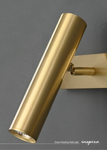 Load image into Gallery viewer, INSPIRA LIFESTYLES – Dueci Reading Wall Light, modern multi-directional reading light, up and down LED wall lamp, architectural bedside lighting, Italian minimalist wall sconce, contemporary wall light with adjustable head, 90 degree pivot reading sconce, dual directional wall fixture, bedroom reading light, living room accent lighting, hotel guest room lighting, solid copper wall light, gold wall light, black wall light, linear architectural sconce, linear wall light, linear LED wall light, wall sconce