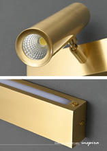 Load image into Gallery viewer, INSPIRA LIFESTYLES – Dueci Reading Wall Light, modern multi-directional reading light, up and down LED wall lamp, architectural bedside lighting, Italian minimalist wall sconce, contemporary wall light with adjustable head, 90 degree pivot reading sconce, dual directional wall fixture, bedroom reading light, living room accent lighting, hotel guest room lighting, solid copper wall light, gold wall light, black wall light, linear architectural sconce, linear wall light, linear LED wall light, wall sconce