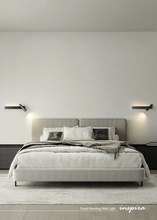 Load image into Gallery viewer, INSPIRA LIFESTYLES – Dueci Reading Wall Light, modern multi-directional reading light, up and down LED wall lamp, architectural bedside lighting, Italian minimalist wall sconce, contemporary wall light with adjustable head, 90 degree pivot reading sconce, dual directional wall fixture, bedroom reading light, living room accent lighting, hotel guest room lighting, solid copper wall light, gold wall light, black wall light, linear architectural sconce, linear wall light, linear LED wall light, wall sconce