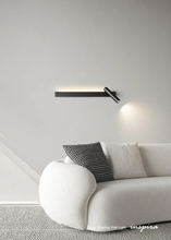 Load image into Gallery viewer, INSPIRA LIFESTYLES – Dueci Reading Wall Light, modern multi-directional reading light, up and down LED wall lamp, architectural bedside lighting, Italian minimalist wall sconce, contemporary wall light with adjustable head, 90 degree pivot reading sconce, dual directional wall fixture, bedroom reading light, living room accent lighting, hotel guest room lighting, solid copper wall light, gold wall light, black wall light, linear architectural sconce, linear wall light, linear LED wall light, wall sconce