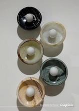 Load image into Gallery viewer, INSPIRA LIFESTYLES Elara Marble Wall Sconce natural jade onyx marble stone wall light circular stone wall sconce frosted globe diffuser modern architectural lighting spa bathroom wall light luxury hospitality wall lighting minimalist stone wall fixture
