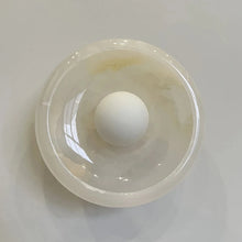 Load image into Gallery viewer, INSPIRA LIFESTYLES Elara Marble Wall Sconce natural jade onyx marble stone wall light circular stone wall sconce frosted globe diffuser modern architectural lighting spa bathroom wall light luxury hospitality wall lighting minimalist stone wall fixture