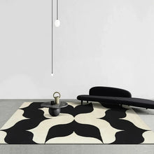 Load image into Gallery viewer, INSPIRA LIFESTYLES – Monarc Area Rug, black and ivory geometric rug, 100% polyester rug, soft and durable area rug, modern patterned rug, abstract design rug, contemporary interior rug, high-performance rug, easy-clean rug, living room rug, dining room rug, designer rug décor