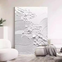Load image into Gallery viewer, INSPIRA LIFESTYLES | Nami Series Acrylic Paintings all-white acrylic paintings displayed together, each with a unique highly textured wave pattern, creating a cohesive monochrome art collection for a modern wall.