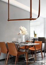 Load image into Gallery viewer, INSPIRA LIFESTYLES – Profilo Bar Pendant, modern linear LED pendant light, leather suspension bar light, long dining table pendant, kitchen island linear lighting, architectural ceiling light