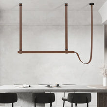 Load image into Gallery viewer, INSPIRA LIFESTYLES - Profilo Bar Pendant, minimalist linear pendant light, leather belt pendant lighting, Italian modern pendant, long bar pendant light, dining table linear light, hotel pendant lighting