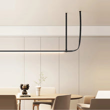 Load image into Gallery viewer, INSPIRA LIFESTYLES – Profilo Bar Pendant, modern linear LED pendant light, leather suspension bar light, long dining table pendant, kitchen island linear lighting, architectural ceiling light