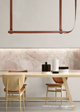 Load image into Gallery viewer, INSPIRA LIFESTYLES – Profilo Bar Pendant, modern linear LED pendant light, leather suspension bar light, long dining table pendant, kitchen island linear lighting, architectural ceiling light