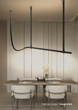 Load image into Gallery viewer, INSPIRA LIFESTYLES – Profilo Bar Pendant, modern linear LED pendant light, leather suspension bar light, long dining table pendant, kitchen island linear lighting, architectural ceiling light