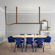 Load image into Gallery viewer, INSPIRA LIFESTYLES – Profilo Bar Pendant, modern linear LED pendant light, leather suspension bar light, long dining table pendant, kitchen island linear lighting, architectural ceiling light