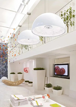 Load image into Gallery viewer, INSPIRA LIFESTYLES – Flower Dome Pendant Light, embossed floral interior dome chandelier, diffused frosted light source, contemporary dining room lighting, hospitality pendant for cafés, restaurants, and bistros