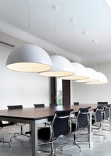 Load image into Gallery viewer, INSPIRA LIFESTYLES – Flower Dome Pendant Light, embossed floral interior dome chandelier, diffused frosted light source, contemporary dining room lighting, hospitality pendant for cafés, restaurants, and bistros