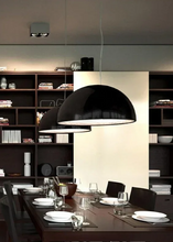 Load image into Gallery viewer, INSPIRA LIFESTYLES – Flower Dome Pendant Light, embossed floral interior dome chandelier, diffused frosted light source, contemporary dining room lighting, hospitality pendant for cafés, restaurants, and bistros