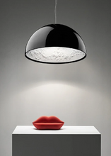 Load image into Gallery viewer, INSPIRA LIFESTYLES – Flower Dome Pendant Light, embossed floral interior dome chandelier, diffused frosted light source, contemporary dining room lighting, hospitality pendant for cafés, restaurants, and bistros