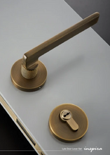 Load image into Gallery viewer, Inspira Lifestyles Lyle Door Lever Set – Solid Brass Satin Brass Door Handle, Subtle Pattern Door Lever, Modern Interior Door Hardware, Transitional Door Handle, Contemporary Door Lever, Bronze Door Lever, Matte Black Handle, Architectural Door Hardware, Luxury Brass Lever, Minimalist Door Handle