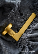 Load image into Gallery viewer, Inspira Lifestyles Lyle Door Lever Set – Solid Brass Satin Brass Door Handle, Subtle Pattern Door Lever, Modern Interior Door Hardware, Transitional Door Handle, Contemporary Door Lever, Bronze Door Lever, Matte Black Handle, Architectural Door Hardware, Luxury Brass Lever, Minimalist Door Handle