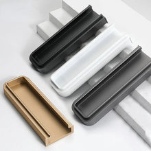 Load image into Gallery viewer, INSPIRA LIFESTYLES | Kaliph Recessed Pull Handles - WARDROBE PULLS, WARDROBE HARDWARE, SIMPLE HARDWARE, SIMPLE DRAWER PULL, RECESSED HARDWARE, RECESSED FURNITURE PULL, RECESSED DOOR PULL, RECESSED DOOR HARDWARE, MODERN HARDWARE, MATTE BLACK HARDWARE, KITCHEN PULLS, KITCHEN HARDWARE,KITCHEN CABINET HARDWARE, INTEGRATED DRAWER PULLS, INTEGRATED CABINET HARDWARE, FURNITURE PULL, FLUSH HARDWARE, FLUSH DOOR HARDWARE, EMBEDDED HARDWARE, EMBEDDED DOOR HARDWARE, DOOR PULLS, DECORATIVE PULL, CLOSET PULL