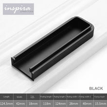 Load image into Gallery viewer, INSPIRA LIFESTYLES | Kaliph Recessed Pull Handles - WARDROBE PULLS, WARDROBE HARDWARE, SIMPLE HARDWARE, SIMPLE DRAWER PULL, RECESSED HARDWARE, RECESSED FURNITURE PULL, RECESSED DOOR PULL, RECESSED DOOR HARDWARE, MODERN HARDWARE, MATTE BLACK HARDWARE, KITCHEN PULLS, KITCHEN HARDWARE,KITCHEN CABINET HARDWARE, INTEGRATED DRAWER PULLS, INTEGRATED CABINET HARDWARE, FURNITURE PULL, FLUSH HARDWARE, FLUSH DOOR HARDWARE, EMBEDDED HARDWARE, EMBEDDED DOOR HARDWARE, DOOR PULLS, DECORATIVE PULL, CLOSET PULL