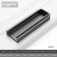 Load image into Gallery viewer, INSPIRA LIFESTYLES | Kaliph Recessed Pull Handles - WARDROBE PULLS, WARDROBE HARDWARE, SIMPLE HARDWARE, SIMPLE DRAWER PULL, RECESSED HARDWARE, RECESSED FURNITURE PULL, RECESSED DOOR PULL, RECESSED DOOR HARDWARE, MODERN HARDWARE, MATTE BLACK HARDWARE, KITCHEN PULLS, KITCHEN HARDWARE,KITCHEN CABINET HARDWARE, INTEGRATED DRAWER PULLS, INTEGRATED CABINET HARDWARE, FURNITURE PULL, FLUSH HARDWARE, FLUSH DOOR HARDWARE, EMBEDDED HARDWARE, EMBEDDED DOOR HARDWARE, DOOR PULLS, DECORATIVE PULL, CLOSET PULL