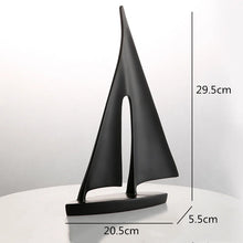 Load image into Gallery viewer, INSPIRA LIFESTYLES - Abstract Sailboat Sculpture, modern resin sailboat decor, minimalist tabletop sculpture, black white gold decorative object for shelving, contemporary office accent, modern home decor