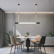 Load image into Gallery viewer, INSPIRA LIFESTYLES - Level Belted Tubular Chandelier, Trendy Modern Pendant, Sleek LED Chandelier, Nordic Chandelier, New Trend Chandelier, Modern Pendant Chandelier, MODERN LIGHTING FIXTURES, MODERN CHANDELIER, MINIMALIST CHANDELIER, Linear Chandelier, LEATHER STRAP LIGHT, LEATHER BELT PENDANT, GLASS LINEAR CHANDELIER, Dining Room Chandelier, Designer Pendant, Glass Tube Chandelier, Contemporary Light, Kitchen Island Light, Dining Table Light, Conference Room Light, Meeting Room Light, Office Light