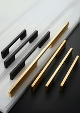 Load image into Gallery viewer, INSPIRA LIFESTYLES - Lex Long Pull Handles, sleek aluminum long pull handles, integrated appliance pull, cabinet and wardrobe pull hardware, matte black and satin brass finishes, contemporary drawer and door pulls