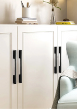 Load image into Gallery viewer, INSPIRA LIFESTYLES - Lex Long Pull Handles, sleek aluminum long pull handles, integrated appliance pull, cabinet and wardrobe pull hardware, matte black and satin brass finishes, contemporary drawer and door pulls