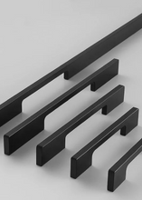 Load image into Gallery viewer, INSPIRA LIFESTYLES - Lex Long Pull Handles, sleek aluminum long pull handles, integrated appliance pull, cabinet and wardrobe pull hardware, matte black and satin brass finishes, contemporary drawer and door pulls