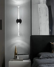 Load image into Gallery viewer, Inspira Lifestyles | Linea Crystal Rod Sconce LED wall lamp – modern crystal rod light fixture for bedroom, vanity, living room, wall sconce lighting, contemporary interior lighting