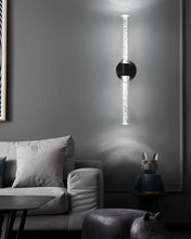 Load image into Gallery viewer, Inspira Lifestyles | Linea Crystal Rod Sconce LED wall lamp – modern crystal rod light fixture for bedroom, vanity, living room, wall sconce lighting, contemporary interior lighting
