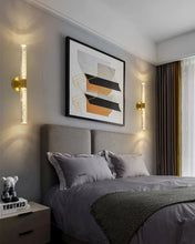 Load image into Gallery viewer, Inspira Lifestyles | Linea Crystal Rod Sconce LED wall lamp – modern crystal rod light fixture for bedroom, vanity, living room, wall sconce lighting, contemporary interior lighting