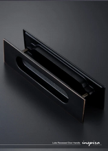 Load image into Gallery viewer, INSPIRA LIFESTYLES - Luke Recessed Door Handle, solid brass sliding door handle, grid-pattern door hardware, bronze door handle, black door handle, polished nickel door handle, modern interior hardware, post-modern door handle, commercial door handle, residential door handle, designer sliding door hardware