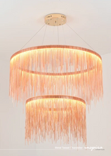 Load image into Gallery viewer, INSPIRA LIFESTYLES - Metal Tassel Chandelier, chain tassel chandelier, luxury metal chandelier, modern tassel pendant light, chrome chain chandelier, rose gold chandelier lighting, hospitality interior lighting