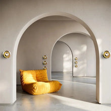 Load image into Gallery viewer, Orbis Wall light | Inspira Lifestyles - minimalist round circular Bauhaus-inspired LED sconce for modern interiors, minimalist round metal wall light, metal wall scone, retro style wall light, modern wall lighting, orb wall sconce, stylish wall sconce for modern interiors, commercial wall sconce, hotel wall sconce