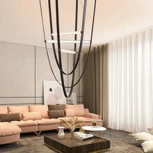 Load image into Gallery viewer, Parabola Belt Pendant | INSPIRA LIFESTYLES - Modern Minimalist Belt Pendant Lamp for high ceilings, Glass Tube Pendant Light, Creative LED Lighting Fixture, Living Room Pendant Light, Duplex Villa Pendant Lamp, Staircase Lighting Pendant, Minimalist Glass Tube Lamp, Contemporary LED Pendant Light, Elegant Belt Pendant Lamp, Stylish Modern Lighting, High-End Glass Pendant Light, Modern Living Room Illumination, Chic Duplex Villa Lamp, leather pendant light, industrial modern lighting