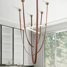 Load image into Gallery viewer, Parabola Belt Pendant | INSPIRA LIFESTYLES - Modern Minimalist Belt Pendant Lamp for high ceilings, Glass Tube Pendant Light, Creative LED Lighting Fixture, Living Room Pendant Light, Duplex Villa Pendant Lamp, Staircase Lighting Pendant, Minimalist Glass Tube Lamp, Contemporary LED Pendant Light, Elegant Belt Pendant Lamp, Stylish Modern Lighting, High-End Glass Pendant Light, Modern Living Room Illumination, Chic Duplex Villa Lamp, leather pendant light, industrial modern lighting