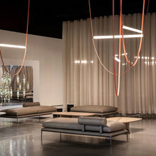 Load image into Gallery viewer, Parabola Belt Pendant | INSPIRA LIFESTYLES - Modern Minimalist Belt Pendant Lamp for high ceilings, Glass Tube Pendant Light, Creative LED Lighting Fixture, Living Room Pendant Light, Duplex Villa Pendant Lamp, Staircase Lighting Pendant, Minimalist Glass Tube Lamp, Contemporary LED Pendant Light, Elegant Belt Pendant Lamp, Stylish Modern Lighting, High-End Glass Pendant Light, Modern Living Room Illumination, Chic Duplex Villa Lamp, leather pendant light, industrial modern lighting