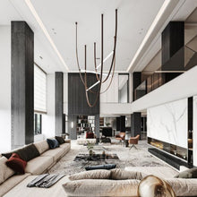 Load image into Gallery viewer, Parabola Belt Pendant | INSPIRA LIFESTYLES - Modern Minimalist Belt Pendant Lamp for high ceilings, Glass Tube Pendant Light, Creative LED Lighting Fixture, Living Room Pendant Light, Duplex Villa Pendant Lamp, Staircase Lighting Pendant, Minimalist Glass Tube Lamp, Contemporary LED Pendant Light, Elegant Belt Pendant Lamp, Stylish Modern Lighting, High-End Glass Pendant Light, Modern Living Room Illumination, Chic Duplex Villa Lamp, leather pendant light, industrial modern lighting