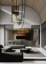Load image into Gallery viewer, Parabola Belt Pendant | INSPIRA LIFESTYLES - Modern Minimalist Belt Pendant Lamp for high ceilings, Glass Tube Pendant Light, Creative LED Lighting Fixture, Living Room Pendant Light, Duplex Villa Pendant Lamp, Staircase Lighting Pendant, Minimalist Glass Tube Lamp, Contemporary LED Pendant Light, Elegant Belt Pendant Lamp, Stylish Modern Lighting, High-End Glass Pendant Light, Modern Living Room Illumination, Chic Duplex Villa Lamp, leather pendant light, industrial modern lighting