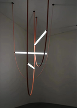 Load image into Gallery viewer, Parabola Belt Pendant | INSPIRA LIFESTYLES - Modern Minimalist Belt Pendant Lamp for high ceilings, Glass Tube Pendant Light, Creative LED Lighting Fixture, Living Room Pendant Light, Duplex Villa Pendant Lamp, Staircase Lighting Pendant, Minimalist Glass Tube Lamp, Contemporary LED Pendant Light, Elegant Belt Pendant Lamp, Stylish Modern Lighting, High-End Glass Pendant Light, Modern Living Room Illumination, Chic Duplex Villa Lamp, leather pendant light, industrial modern lighting