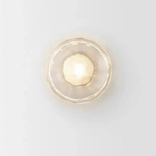 Load image into Gallery viewer, Inspira Lifestyles | Siro Wall Sconce with organic textured glass mounted on a brushed metal base. Modern sculptural wall lamp light fixture for residential or commercial interiors