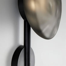 Load image into Gallery viewer, Inspira Lifestyles | Siro Wall Sconce with organic textured glass mounted on a brushed metal base. Modern sculptural wall lamp light fixture for residential or commercial interiors