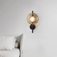Load image into Gallery viewer, Inspira Lifestyles | Siro Wall Sconce with organic textured glass mounted on a brushed metal base. Modern sculptural wall lamp light fixture for residential or commercial interiors