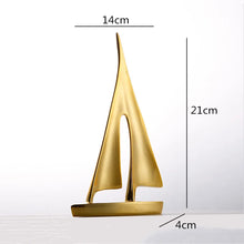 Load image into Gallery viewer, INSPIRA LIFESTYLES - Abstract Sailboat Sculpture, modern resin sailboat decor, minimalist tabletop sculpture, black white gold decorative object for shelving, contemporary office accent, modern home decor