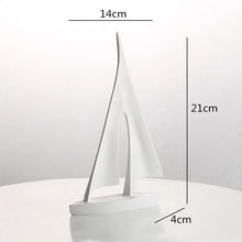 Load image into Gallery viewer, INSPIRA LIFESTYLES - Abstract Sailboat Sculpture, modern resin sailboat decor, minimalist tabletop sculpture, black white gold decorative object for shelving, contemporary office accent, modern home decor