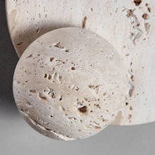 Load image into Gallery viewer, Inspira Lifestyles | Solace Travertine Wall Light – A natural travertine wall sconce designed to bring warmth, organic texture, and ambient lighting to contemporary interior spaces. Ideal as accent lighting in living rooms, bathrooms, stairwells, spas, and wellness-inspired environments. Natural stone wall lighting for both residential and commercial interiors.